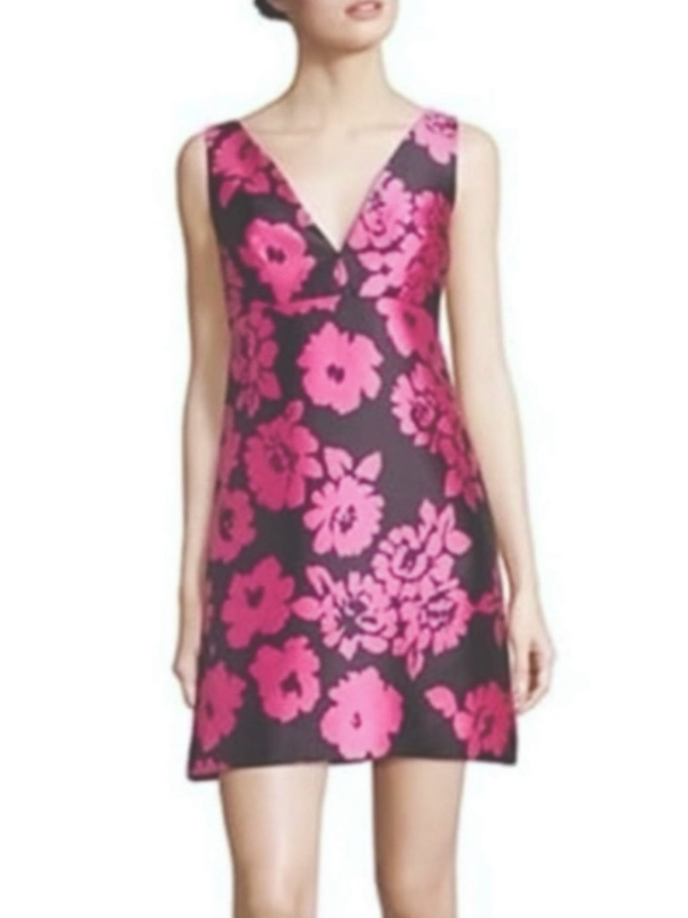 NWOT - Milly Pink and Black Floral Print Mini Shift Dress